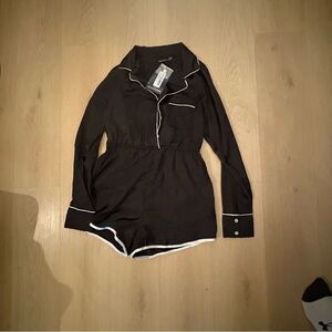 PrettyLittleThing Black Long Sleeve Romper